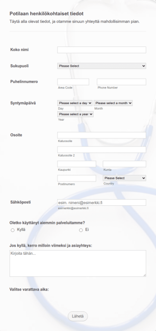 Lääkärin Ajanvaraus Nettikaavake