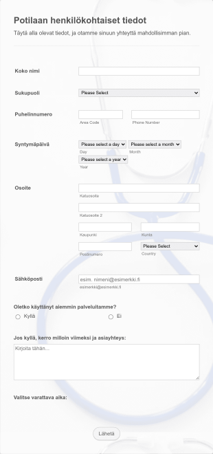Lääkärin Ajanvaraus Nettikaavake