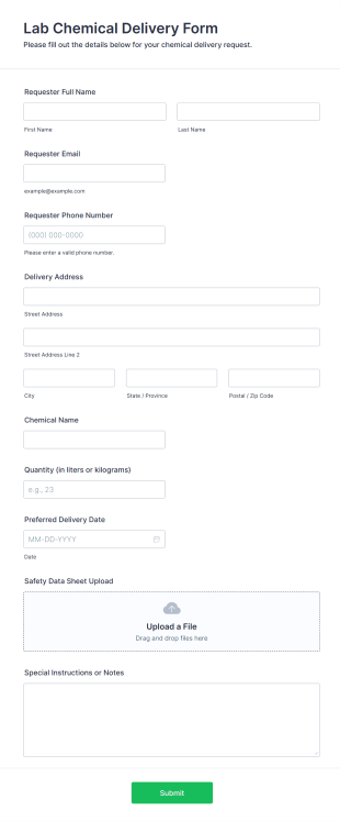 Lab Chemical Delivery Form Template