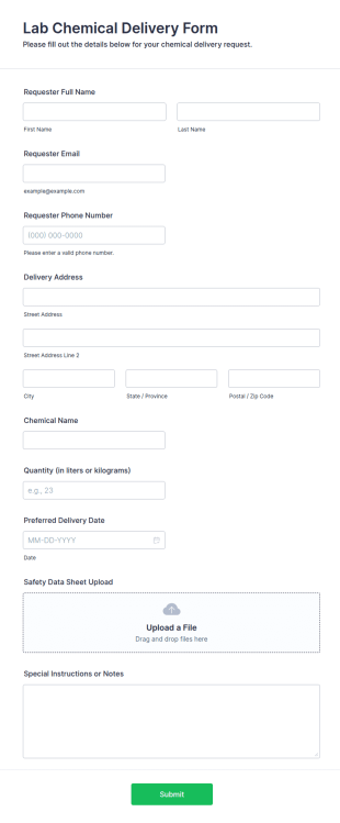 Lab Chemical Delivery Form Template