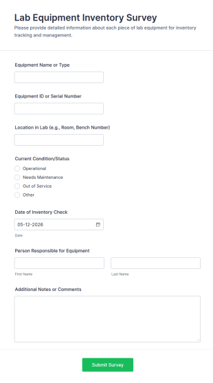 Lab Equipment Inventory Survey Form Template