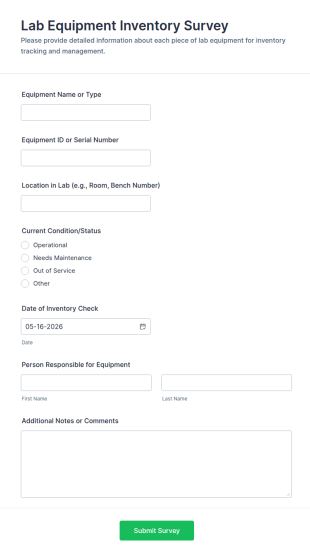 Lab Equipment Inventory Survey Form Template