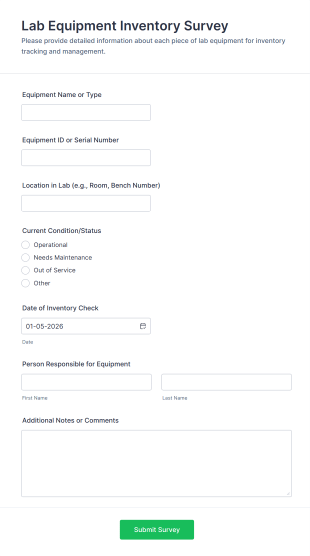 Lab Equipment Inventory Survey Form Template
