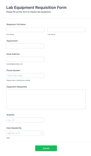 Lab Equipment Requisition Form Form Template