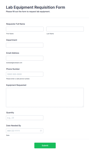 Lab Equipment Requisition Form Template