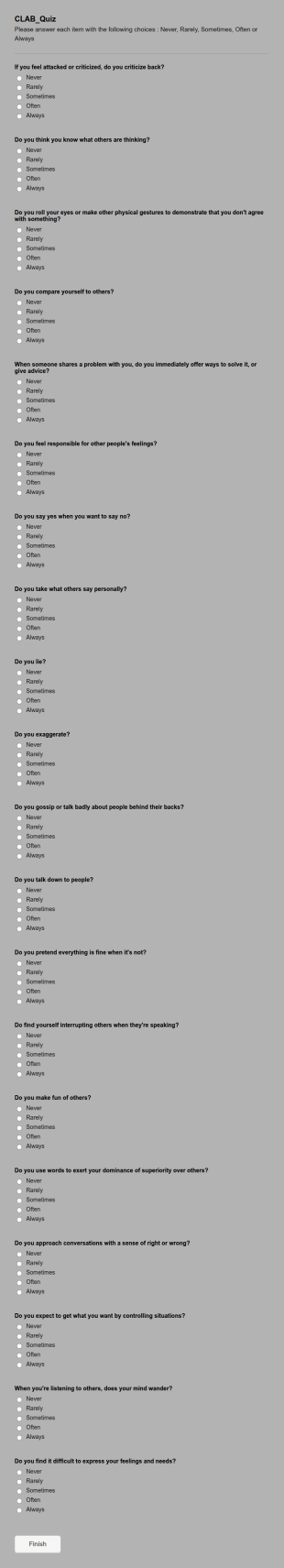 Character Evaluation Form Template