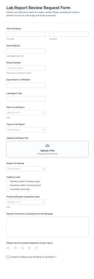 Lab Report Review Request Form Template