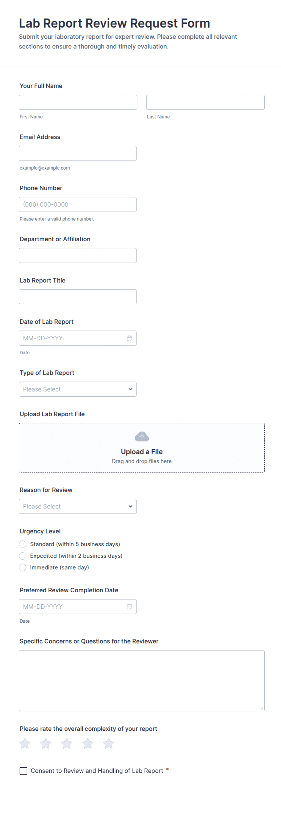 What Is Lab Request Form