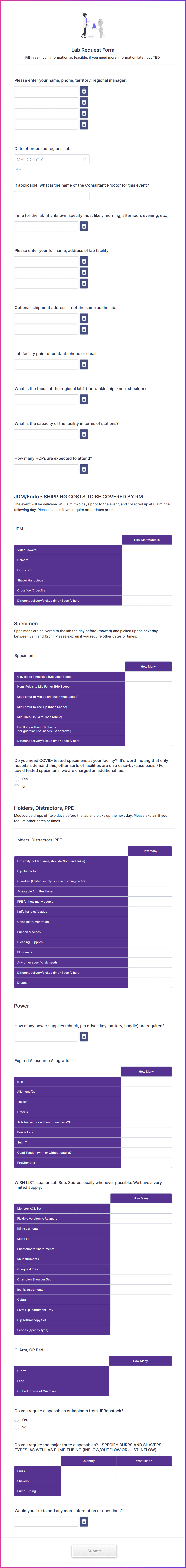 Lab Request Form Template | Jotform