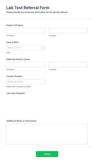 Lab Test Referral Form Template