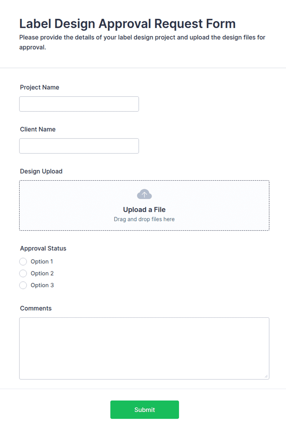 Label Design Approval Request Form Template | Jotform
