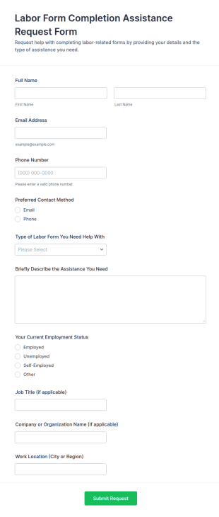 Labor Form Completion Assistance Request Form