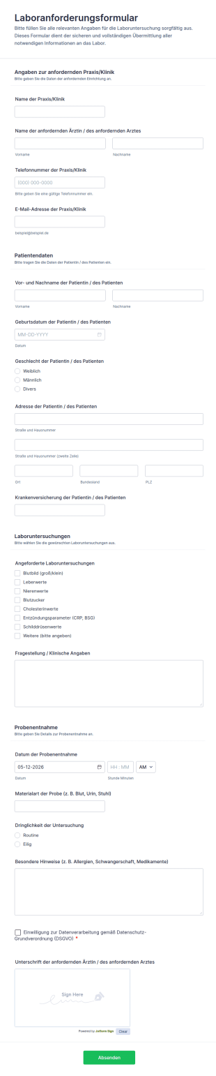 Laboranforderungsformular