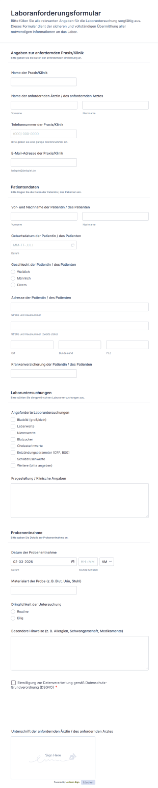 Laboranforderungsformular