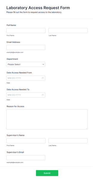 Laboratory Access Request Form Template