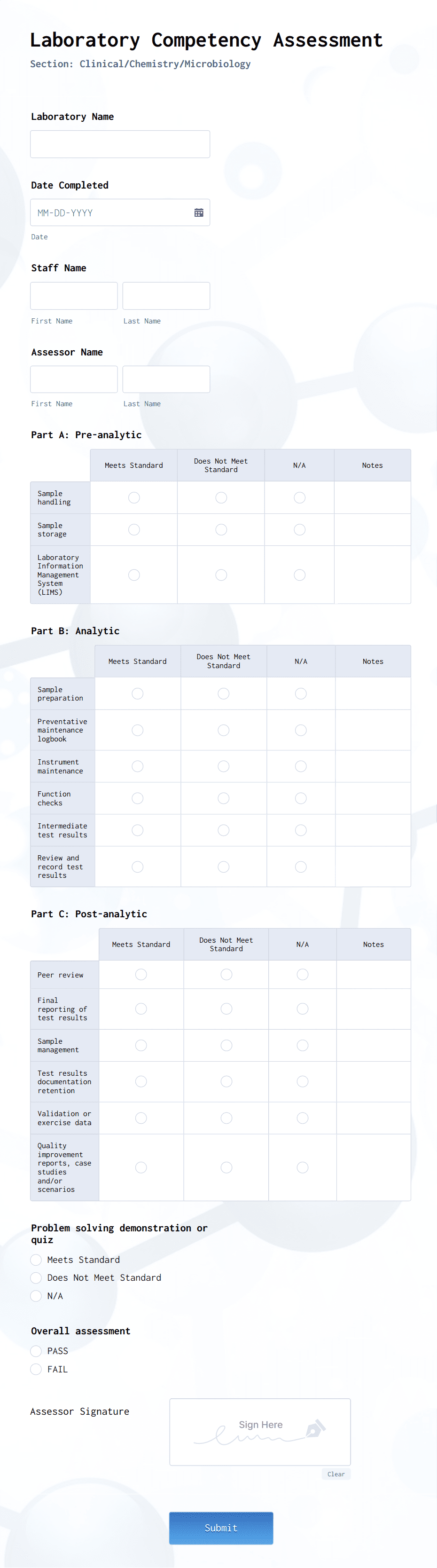 Laboratory Competency Assessment Form Template | Jotform
