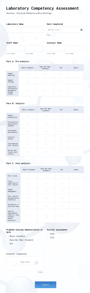 Laboratory Competency Assessment Form Template