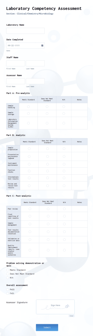 Laboratory Competency Assessment Form Template