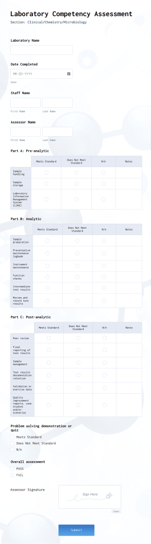 Laboratory Competency Assessment Form Template