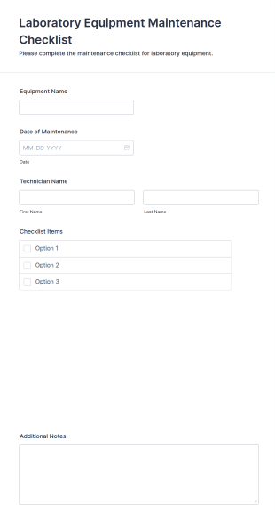 Laboratory Equipment Maintenance Checklist Form Template