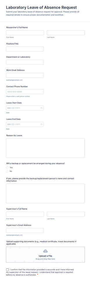 Laboratory Leave Of Absence Request Form Template