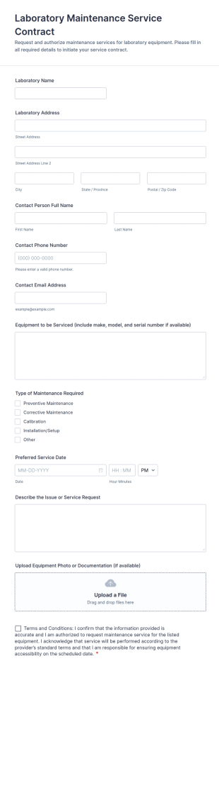 Laboratory Maintenance Service Contract Form Template