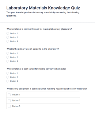 Laboratory Materials Knowledge Quiz Form Template