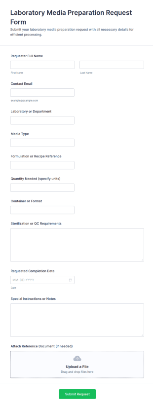 Laboratory Media Preparation Request Form Template