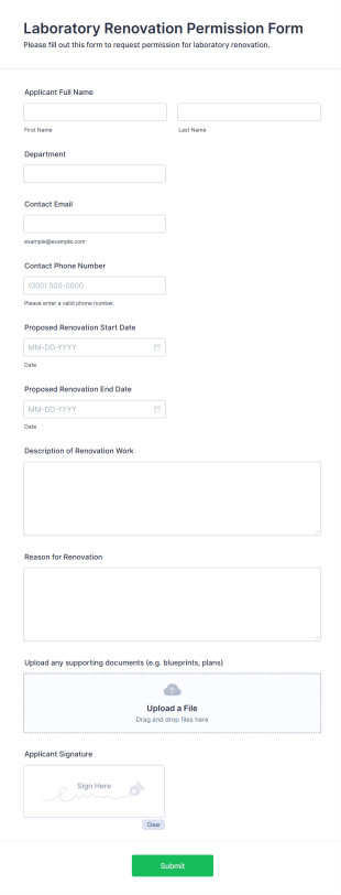Laboratory Renovation Permission Form Template