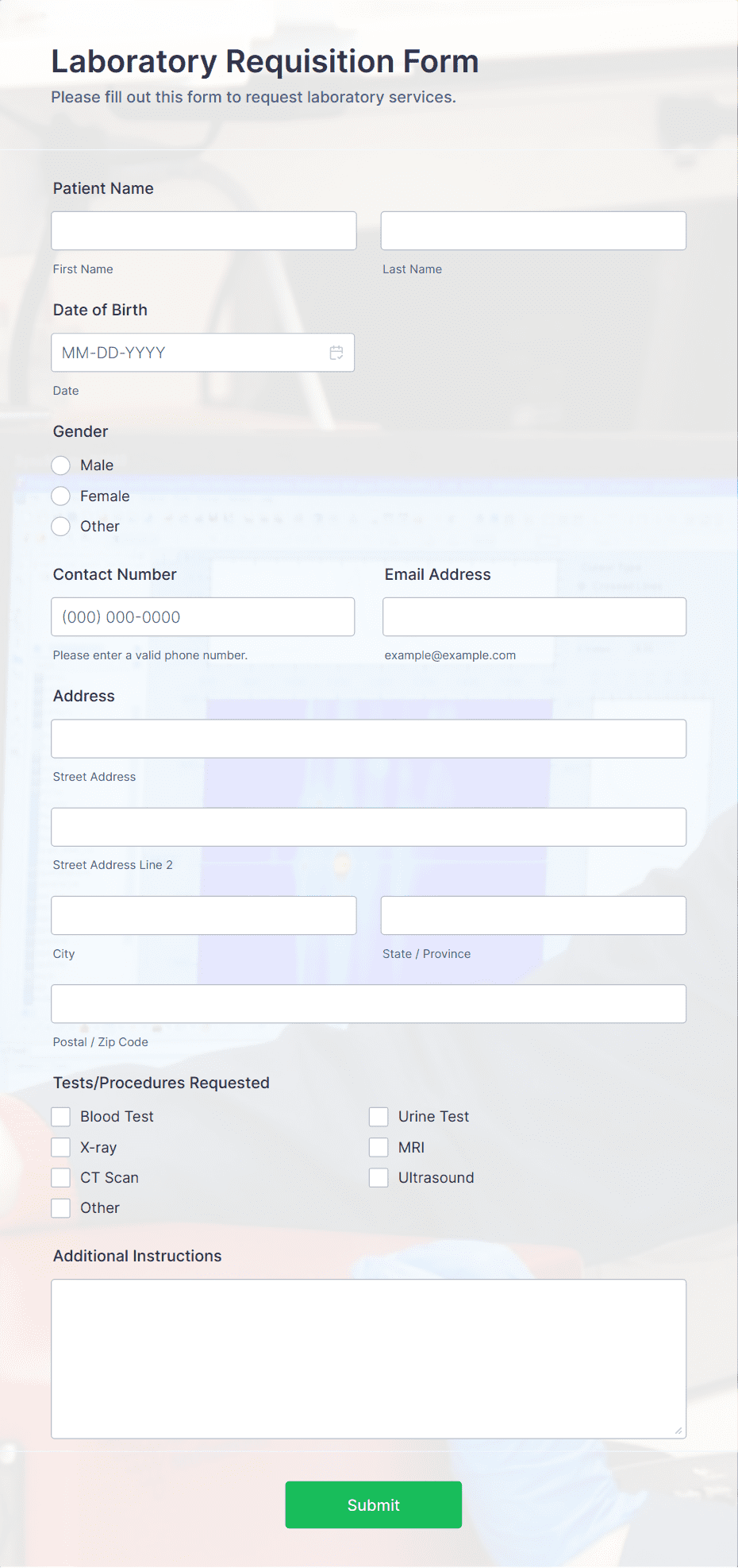 Laboratory Requisition Form Template Jotform Laboratory Requisition Form Template Jotform