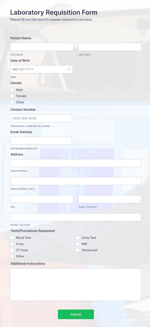 Laboratory Requisition Form Template