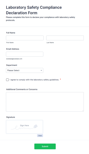 Laboratory Safety Compliance Declaration Form Template