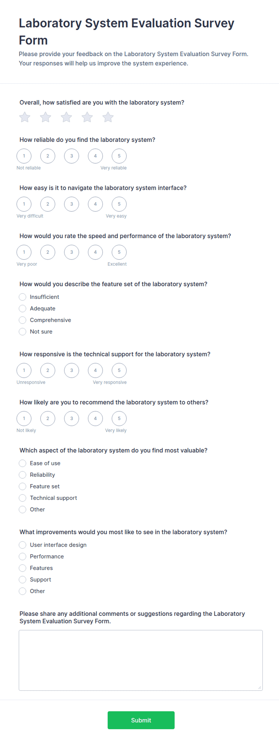 Rmv Forms.pdf Laboratory System Evaluation Survey Form Template | Jotform