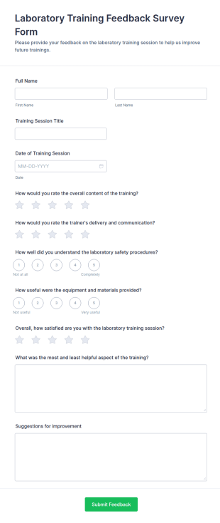 Laboratory Training Feedback Survey Form Template