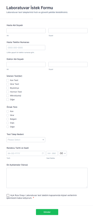 Laboratuvar İstek Form Template