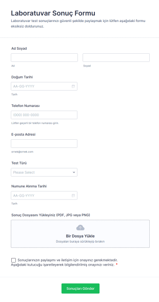 Laboratuvar Sonuç Form Template