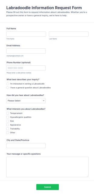Labradoodle Information Request Form Template