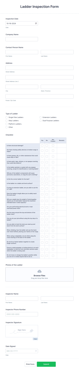 Ladder Inspection Form Template