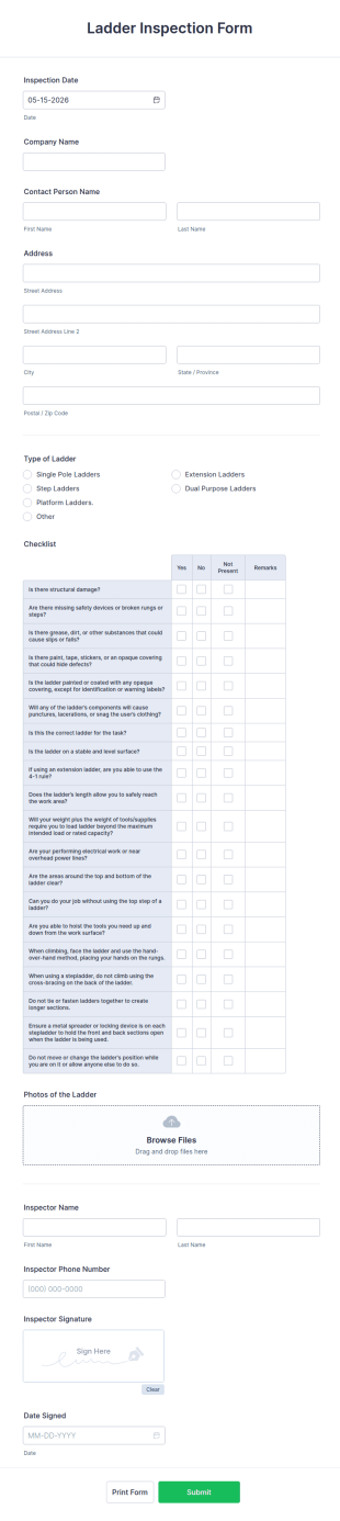 Ladder Inspection Form Template