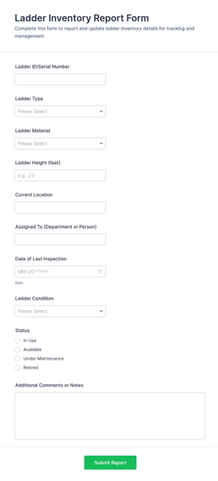Ladder Inventory Report Form Template
