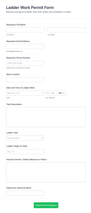 Ladder Work Permit Form Template