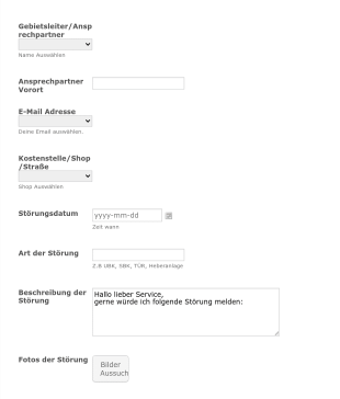 Ladenbau Störungen Form Template