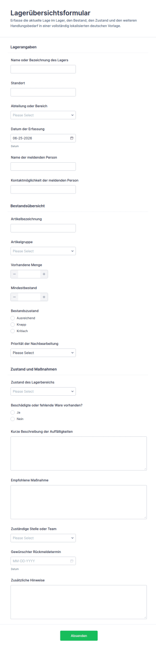 Lagerbestands Übersicht