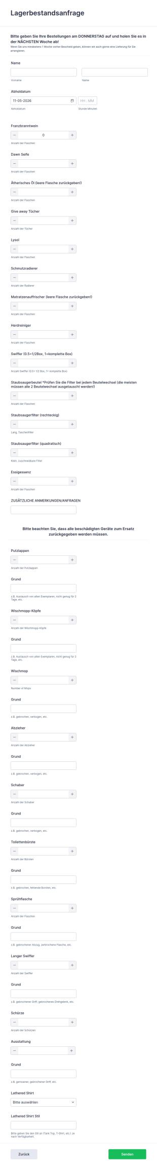 Lagerbestandsanfrage