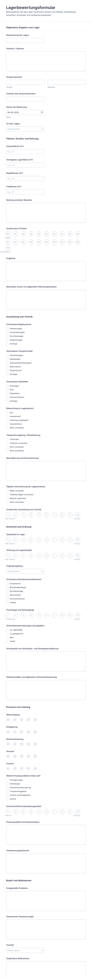 Lagerbewertung Umfrage