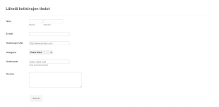 Lähetä Kotisivutiedot Lomake