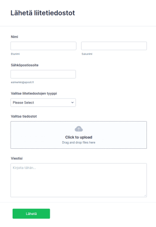 Lähetä Liitetiedostot Lomake