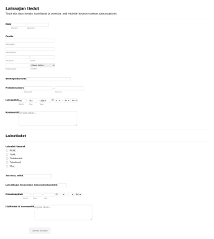 Lainattujen Tarvikkeiden Seurantalomake Form Template