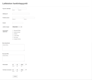 Laitteiston Hankintapyyntö Form Template