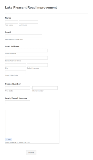Lake Pleasant Road Improvement Form Template